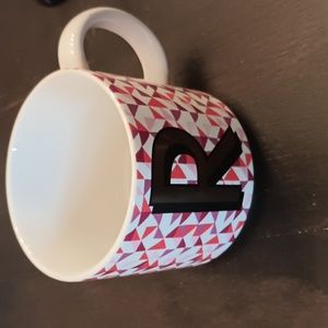 West Elm Geometric Print Initial "R" Monogram Mug New